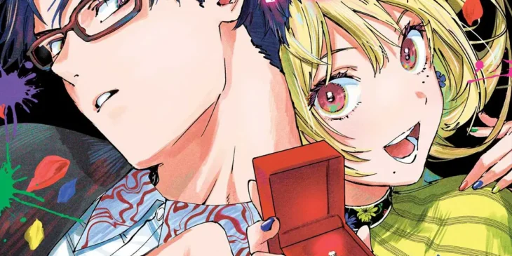 Gero e Kinosaki em capa do Volume 1 de Marriagetoxin
