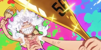 Luffy em forma Gear 5 em cena do Episódio 1.145 de One Piece
