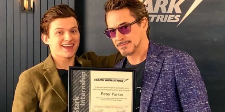 Tom Holland e Robert Downey Jr.