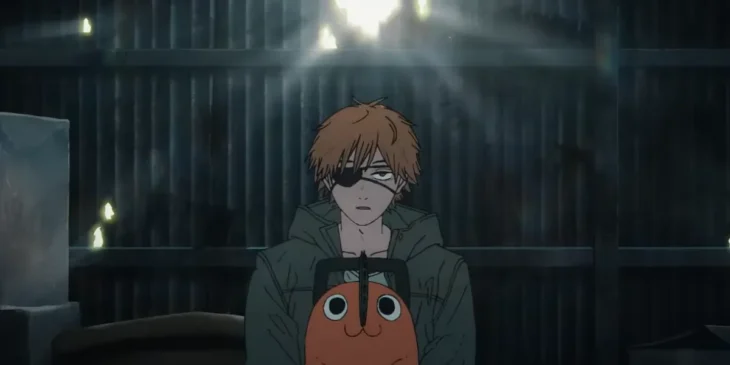 Denji e Pochita em abertura de Chainsaw Man - O Filme: Arco da Reze