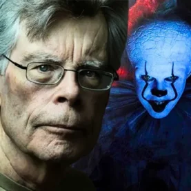 Stephen King e imagem da série IT: Bem-Vindos a Derry