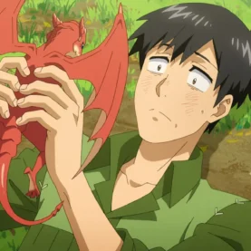 Draquinho e Mukouda em cena do Episódio 13 de Campfire Cooking In Another World with My Absurd Skill