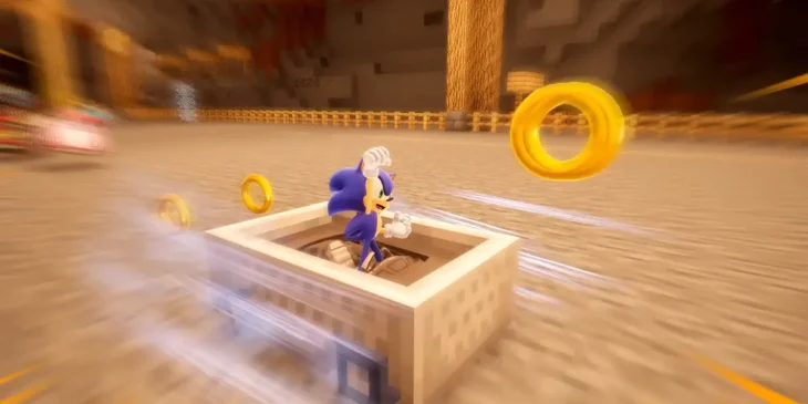Pacote Minecraft em Sonic Racing: CrossWorlds