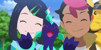 Liko, Terapagos, Rain e Capitão Pikachu em cena de Pokemon: Horizontes - Temporada 3 - Altas Esperanças