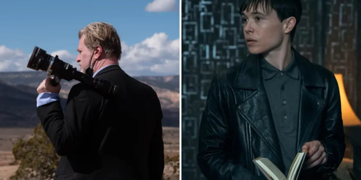 Christopher Nolan, diretor de A Odisseia, e Elliot Page