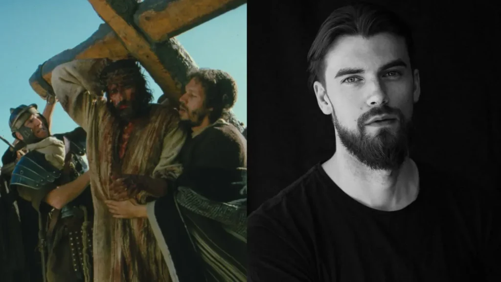 Jim Caviezel em A Paixão de Cristo, e novo ator que será Jesus em A Ressurreição de Cristo