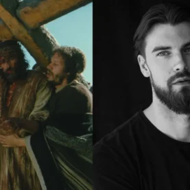 Jim Caviezel em A Paixão de Cristo, e novo ator que será Jesus em A Ressurreição de Cristo