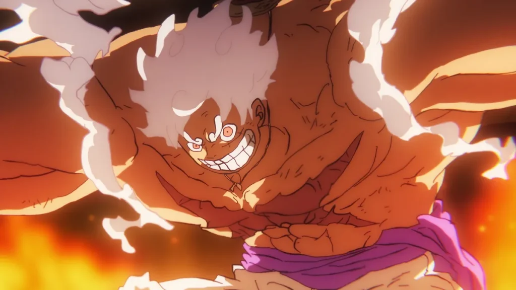 Luffy na forma Gear 5 em cena do Episódio 1.146 de One Piece