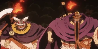 Dorry, Brogy e Luffy em cena do Episódio 1.147 de One Piece