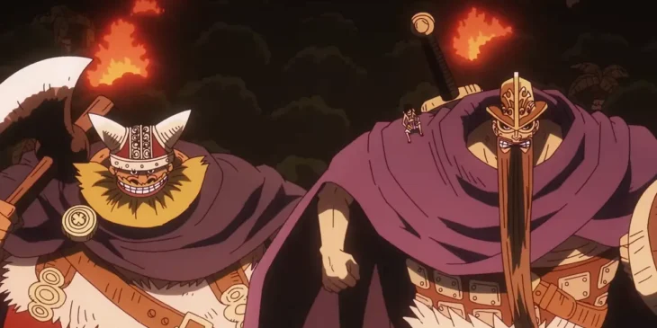 Dorry, Brogy e Luffy em cena do Episódio 1.147 de One Piece