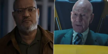 Laurence Fishburne e o Professor Xavier, interpretado por Patrick Stewart