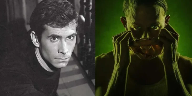 Anthony Perkins, de Psicose, e Charlie Hunnam em Monstro: A História de Ed Gein