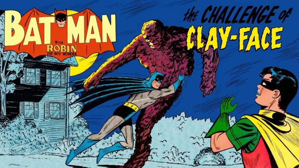 Batman e Robin lutando contra o Cara-de-Barro em Detective Comics