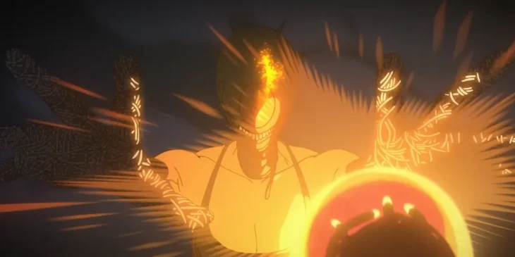 Demônio Bomba em cena de Chainsaw Man - O Filme: Arco da Reze