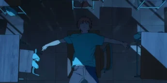 Denji deitado em carteira na escola vazia em cena de Chainsaw Man - O Filme: Arco da Reze