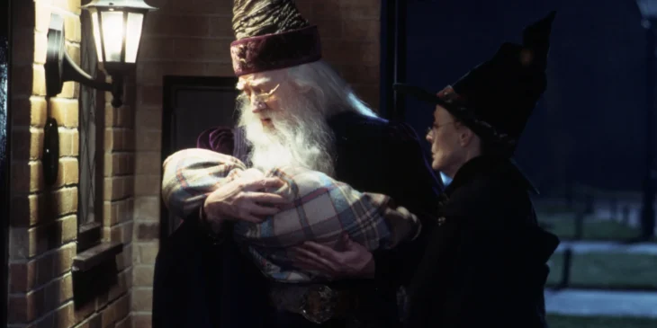 Cena do começo de Harry Potter e a Pedra Filosofal