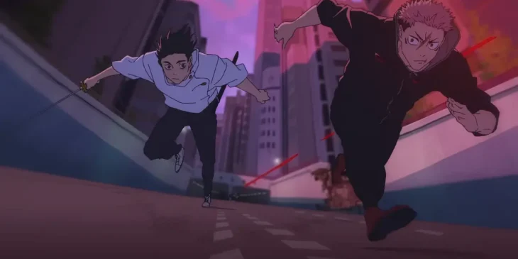 Yuta Okkotsu e Yuji Itadori correndo em cena de JUJUTSU KAISEN: Execução