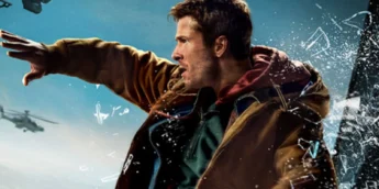 Glen Powell em ação no filme O Sobrevivente