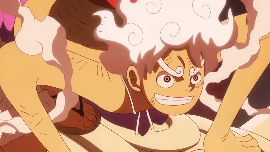 Luffy na forma Gear 5 em cena do Episódio 1.148 de One Piece