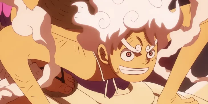 Luffy na forma Gear 5 em cena do Episódio 1.148 de One Piece