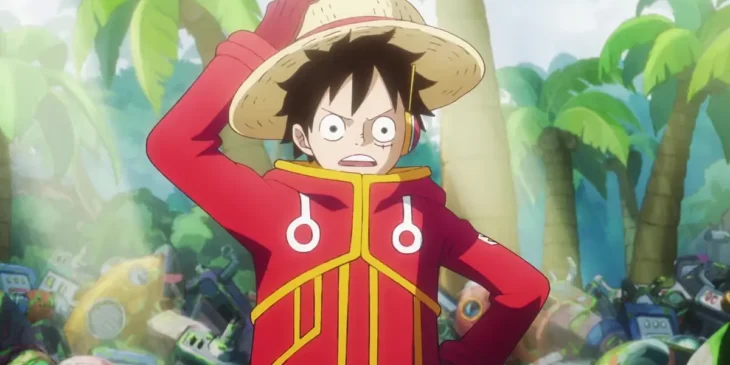 Luffy confuso em cena de One Piece