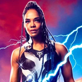 Tessa Thompson caracterizada como Valquíria no MCU