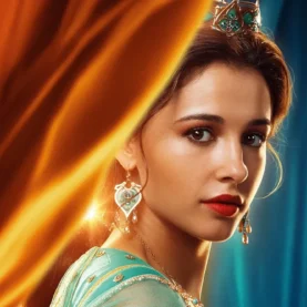 Naomi Scott como a Princesa Jasmine em Aladdin, da Disney