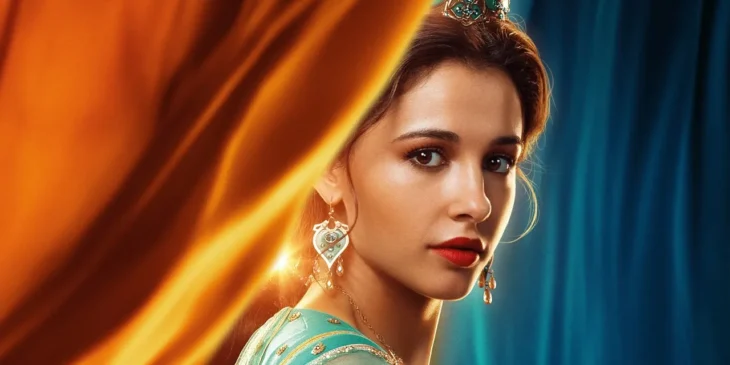 Naomi Scott como a Princesa Jasmine em Aladdin, da Disney
