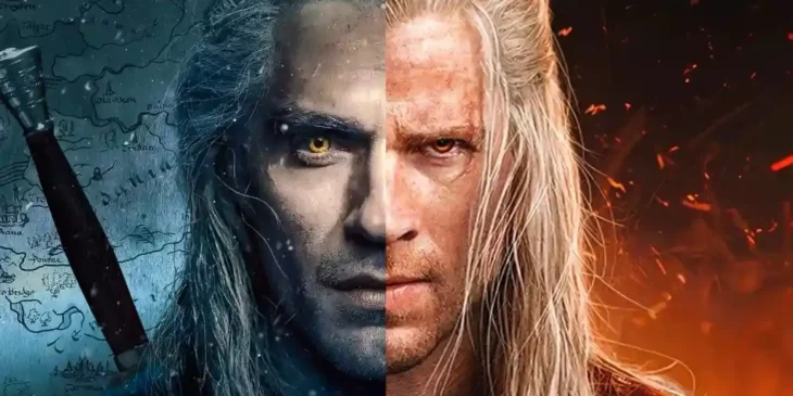 Henry Cavill e Liam Hemsworth como Geralt em The Witcher