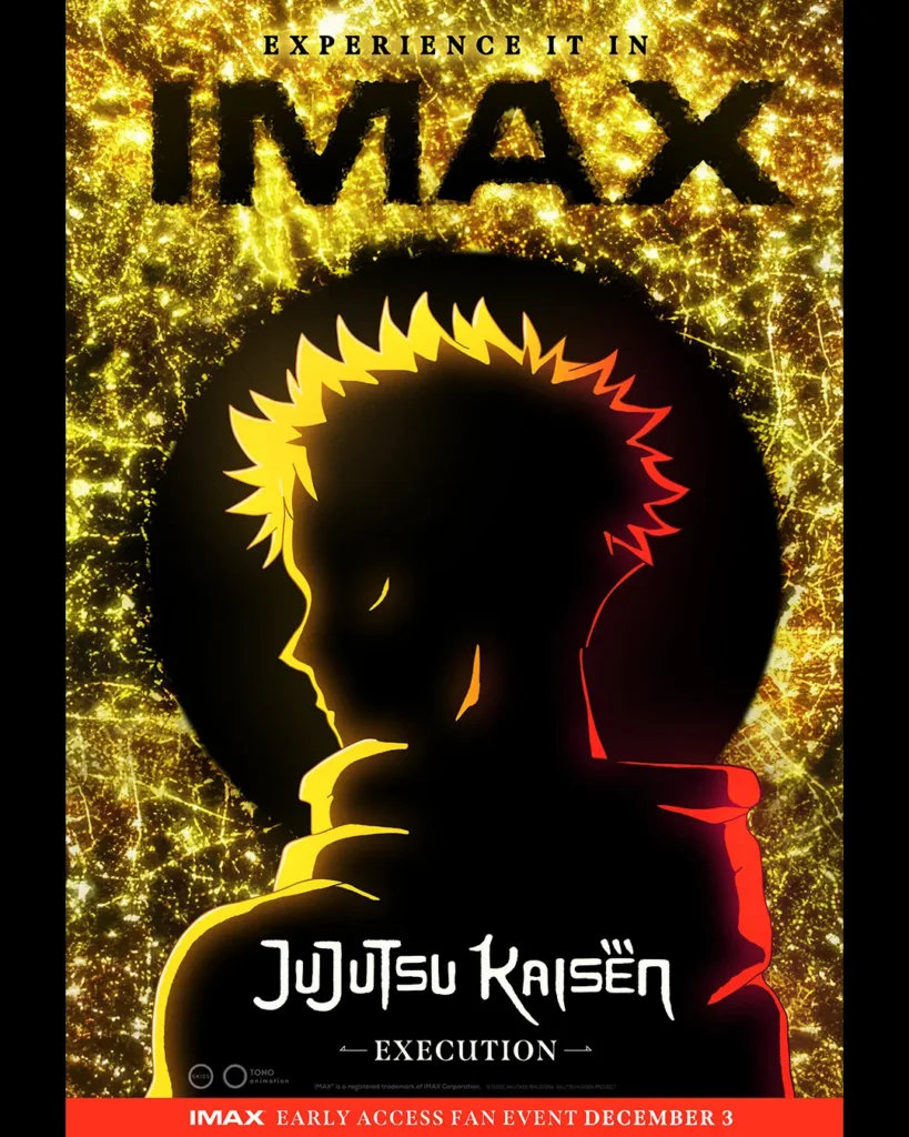 Pôster IMAX para lançamento internacional de JUJUTSU KAISEN: Execução