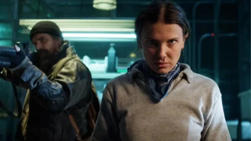 Millie Bobby Brown e David Harbour em Stranger Things