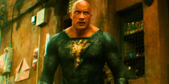 Dwayne Johnson caracterizado como Adão Negro, da DC