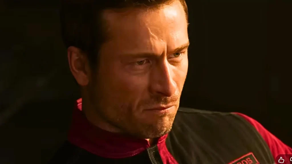 Glen Powell como Ben Richards em O Sobrevivente
