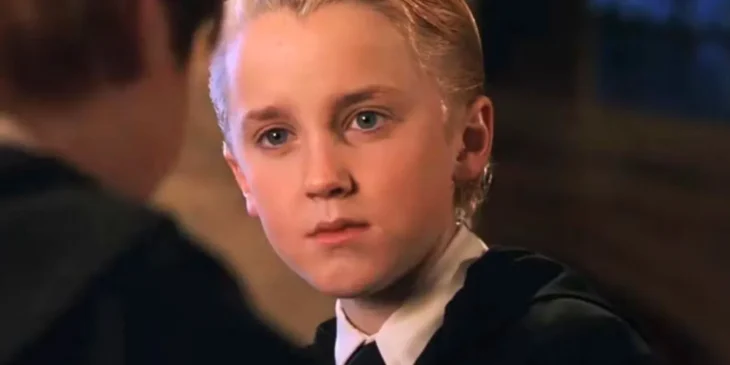 Draco Malfoy diante de Ron Weasley em Harry Potter