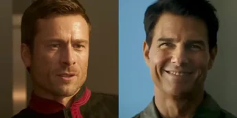 Glen Powell em O Sobrevivente e Tom Cruise em Top Gun: Maverick