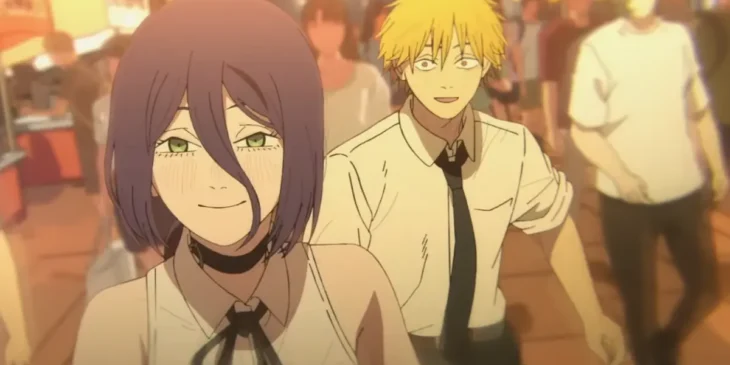 Reze e Denji em festival em cena de Chainsaw Man - O Filme: Arco da Reze