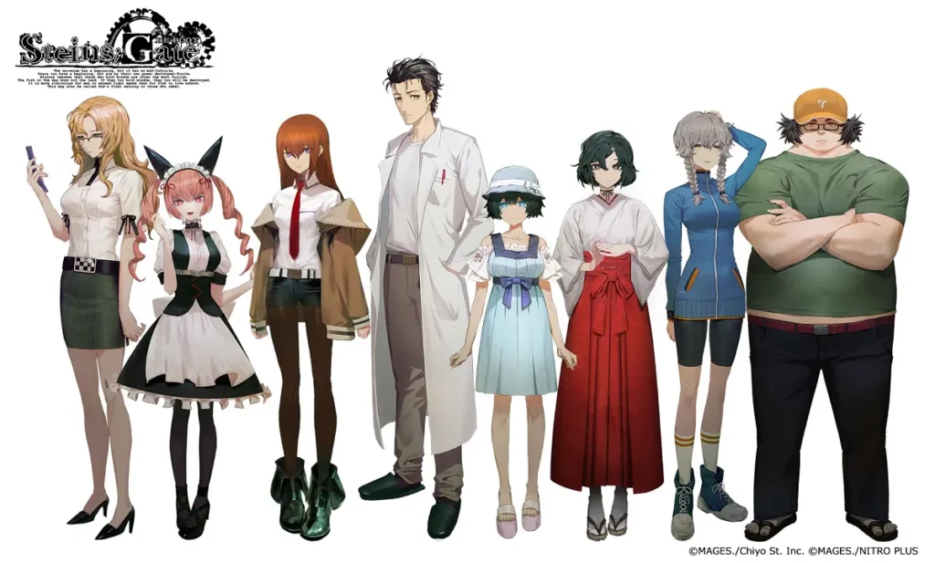 Design de personagens de Steins;Gate Re:Boot, ilustrados por huke