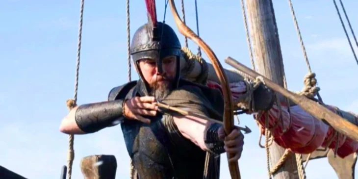 Guerreiro em combate em A Odisseia de Christopher Nolan