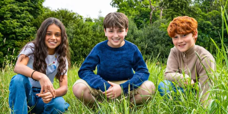 Hermione, Harry e Ron em produção da série de Harry Potter