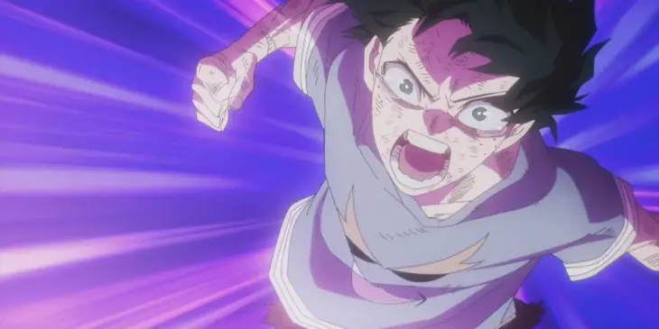 Deku em ação em cena do Episódio 167 de My Hero Academia