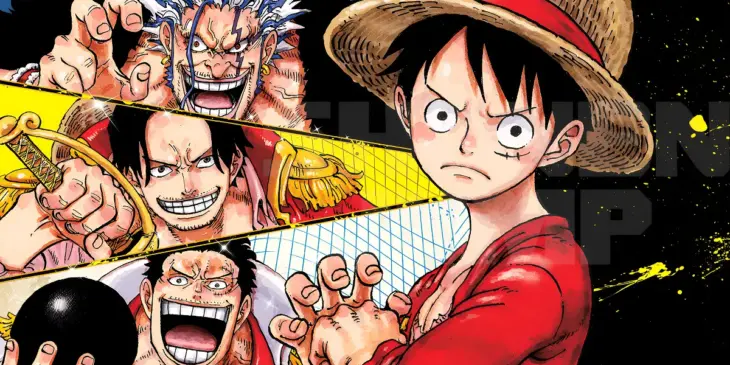 Rocks, Roger, Garp e Luffy no mangá One Piece