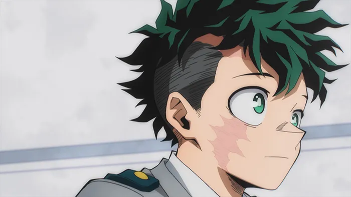 Izuku Midoriya/Deku em cena do Episódio 9 da temporada final de My Hero Academia
