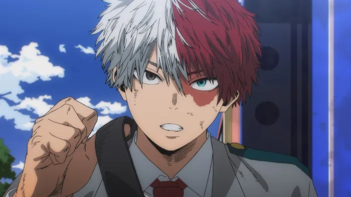 Shoto Todoroki em cena do Episódio 9 da temporada final de My Hero Academia