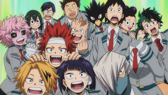 Heróis da Classe 1-A em cena do Episódio 9 da temporada final de My Hero Academia
