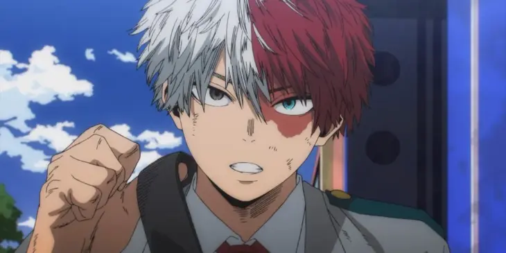 Shoto Todoroki em cena do Episódio 9 da temporada final de My Hero Academia