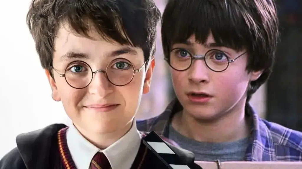 Dominic McLaughlin e Daniel Radcliffe caracterizados como Harry Potter