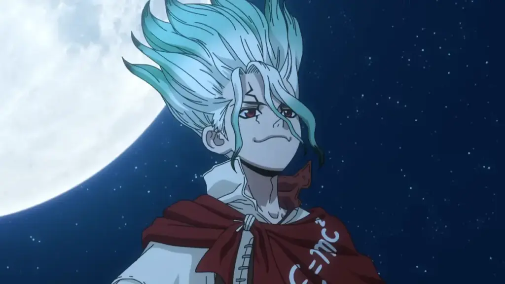 Senku em cena da temporada final de Dr. Stone