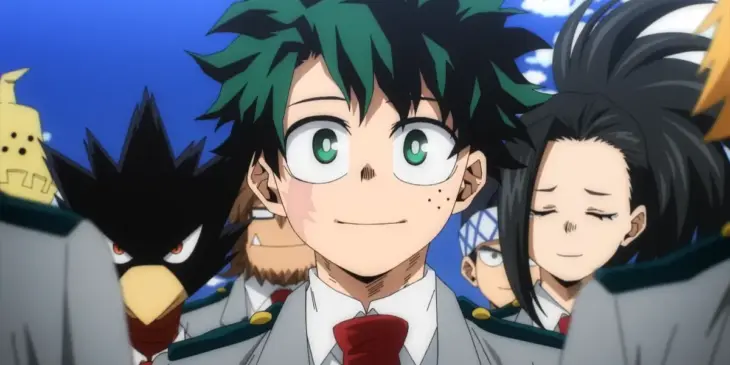 Deku em cena do último episódio de My Hero Academia