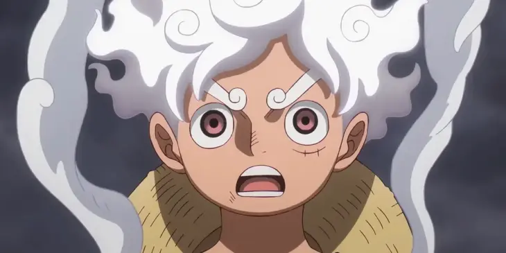 Luffy na forma Gear 5 em cena do Episódio 1.153 de One Piece