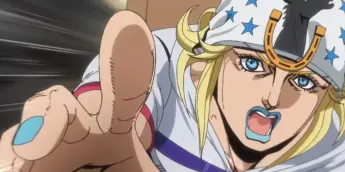 Johnny Joestar em cena de JoJo's Bizarre Adventure: Steel Ball Run